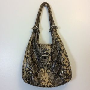 Banana Republic Leather Snakeskin Print Hobo Bag